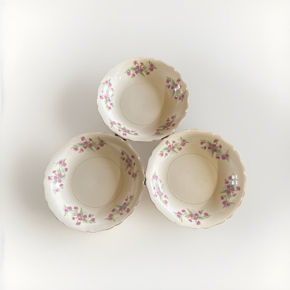 Set of 3 Vintage Canonsburg Pottery Thistledown Vanity Fair 8" Rimmed Soup Bowls